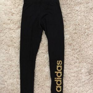 Adidas leggings with gold lettering